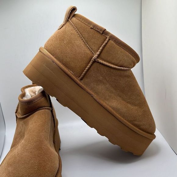 CUSHIONAIRE Women's Genuine Suede pull on platform boot +Memory Foam 9.5 CHESTNU - Picture 6 of 7